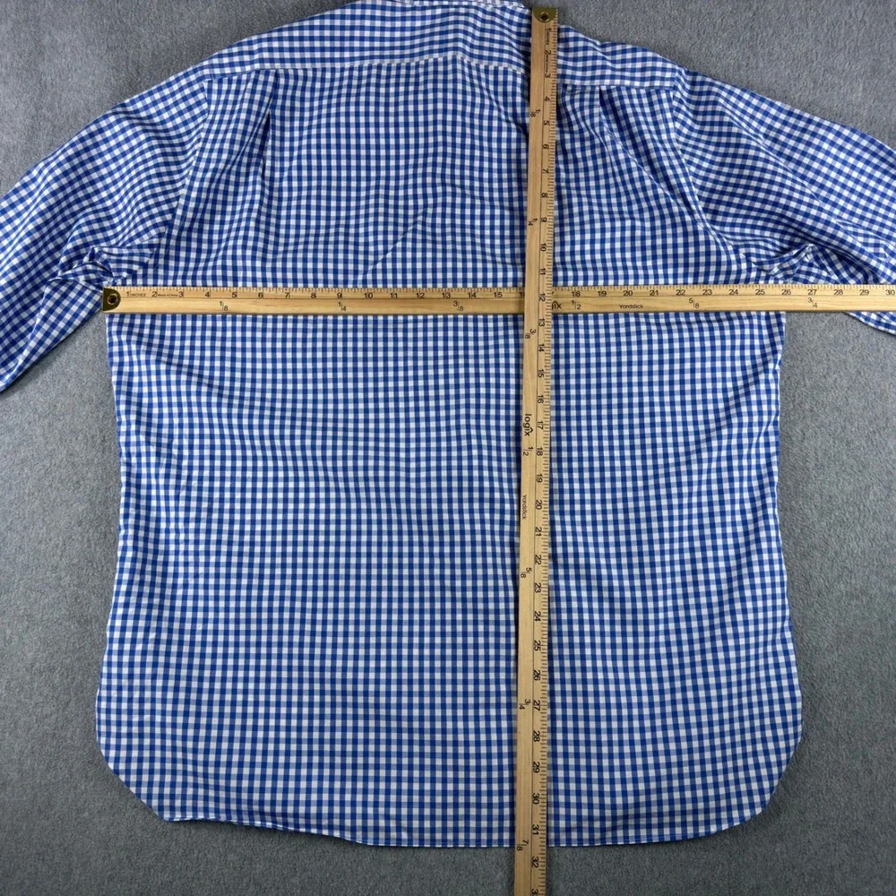Polo Ralph Lauren Men's Easy Care Blue Gingham Dress Shirt 17 32/33
